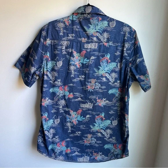 PD&C Navy Tropical Print Casual Shirt - Picture 6 of 7